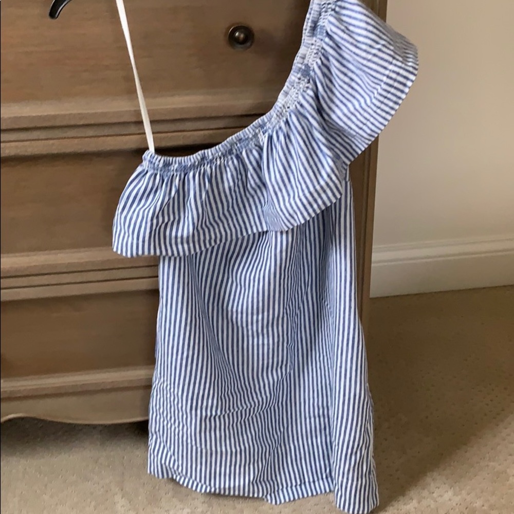 J crew seer sucker one shoulder dress